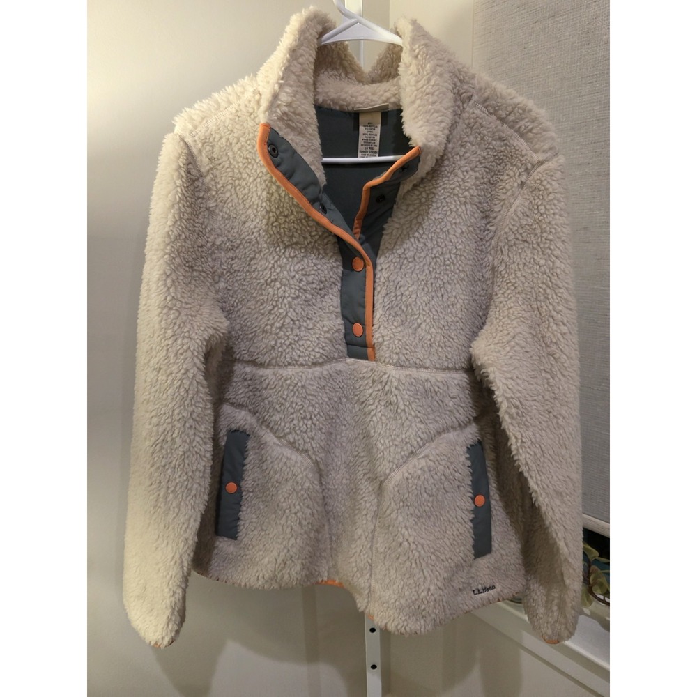 ⁠LL Bean Mountain Classic Hi-Pile Sherpa Fleece Pullover Sweater Womens Sz Large